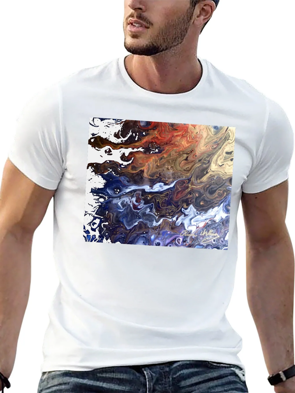 Abstract Art Graphic Tee - Modern Fluid Design